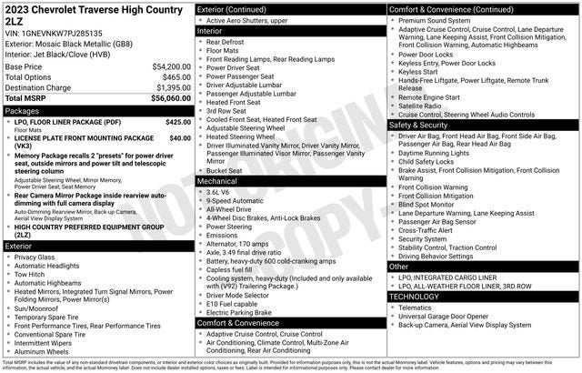 2023 Chevrolet Traverse High Country